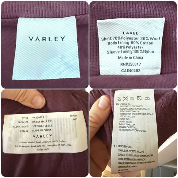 Varley Speckle Fleece Bailey Half Zip Pullover in Purple - Picture 6 of 8